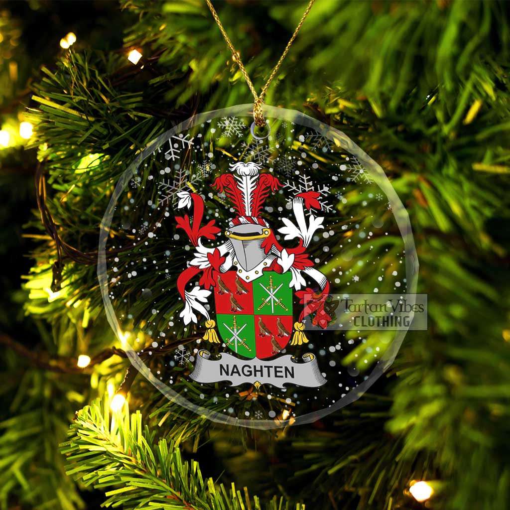 Tartan Vibes Clothing Naghten Irish Clan Christmas Glass Ornament with Coat of Arms