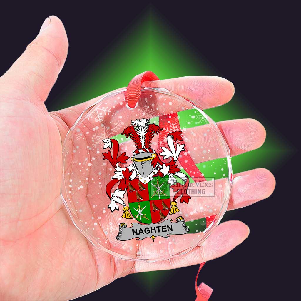 Tartan Vibes Clothing Naghten Irish Clan Christmas Glass Ornament with Coat of Arms