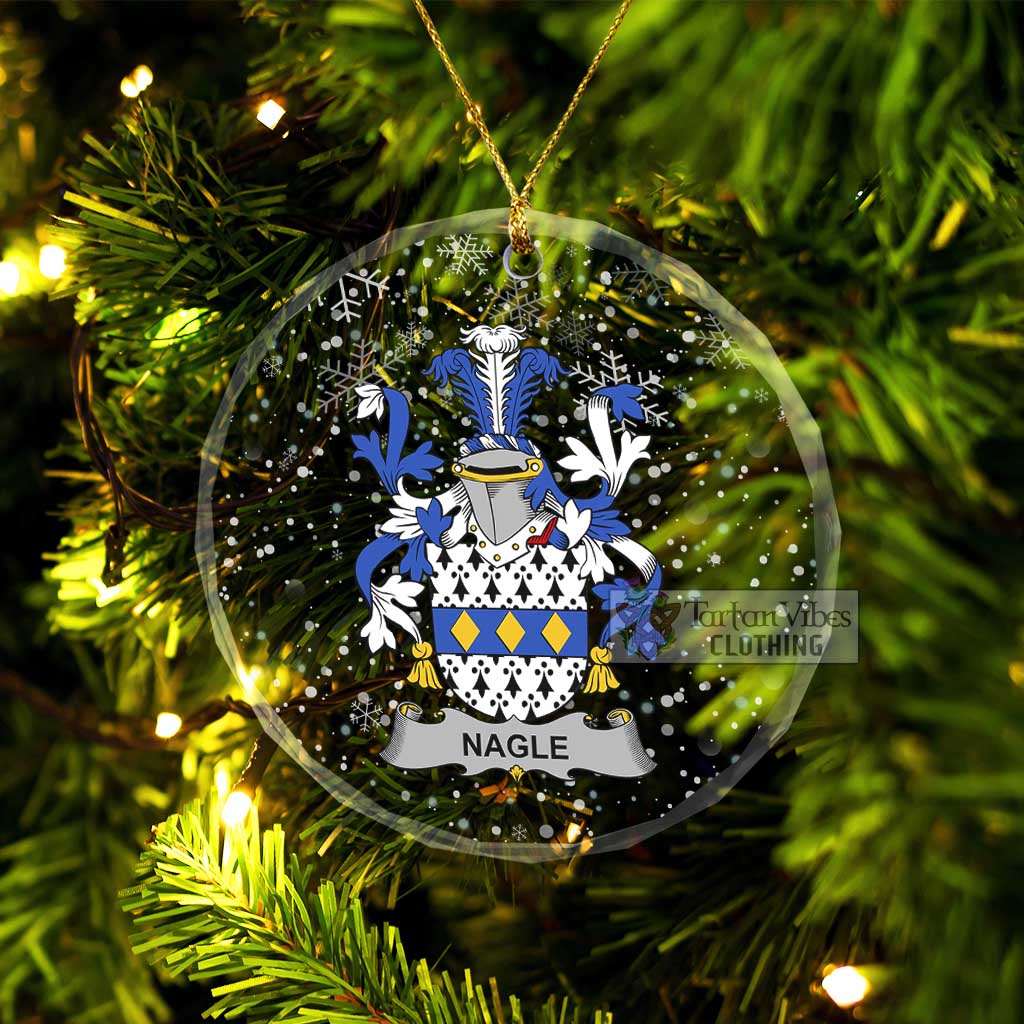 Tartan Vibes Clothing Nagle Irish Clan Christmas Glass Ornament with Coat of Arms