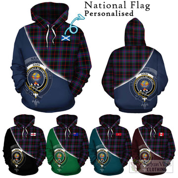 Nairn Tartan Hoodie with Personalised National Flag and Family Crest Half Style