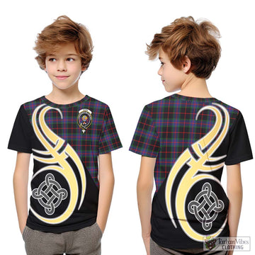 Nairn Tartan Kid T-Shirt with Family Crest and Celtic Symbol Style