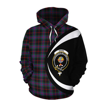 Nairn Tartan Cotton Hoodie with Family Crest Circle Style