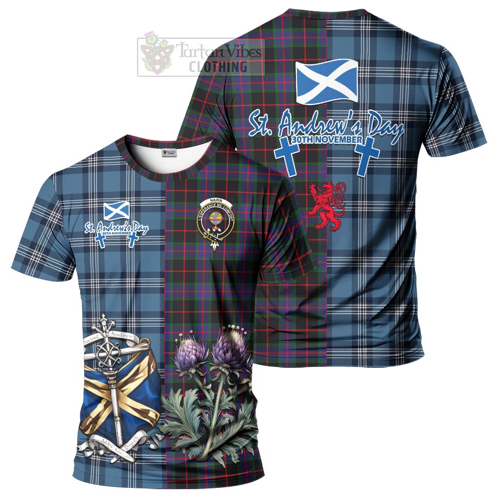 Tartan Vibes Clothing Nairn Tartan T-Shirt Happy St. Andrew's Day Half Tartan Style