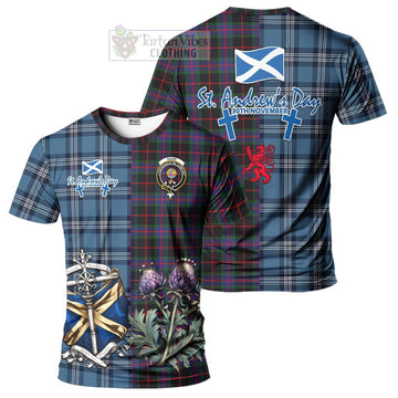 Nairn Tartan T-Shirt Happy St. Andrew's Day Half Tartan Style