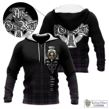 Nairn Tartan Knitted Hoodie Featuring Alba Gu Brath Family Crest Celtic Inspired