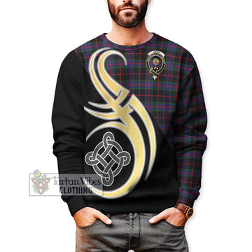 Nairn Tartan Sweatshirt with Family Crest and Celtic Symbol Style