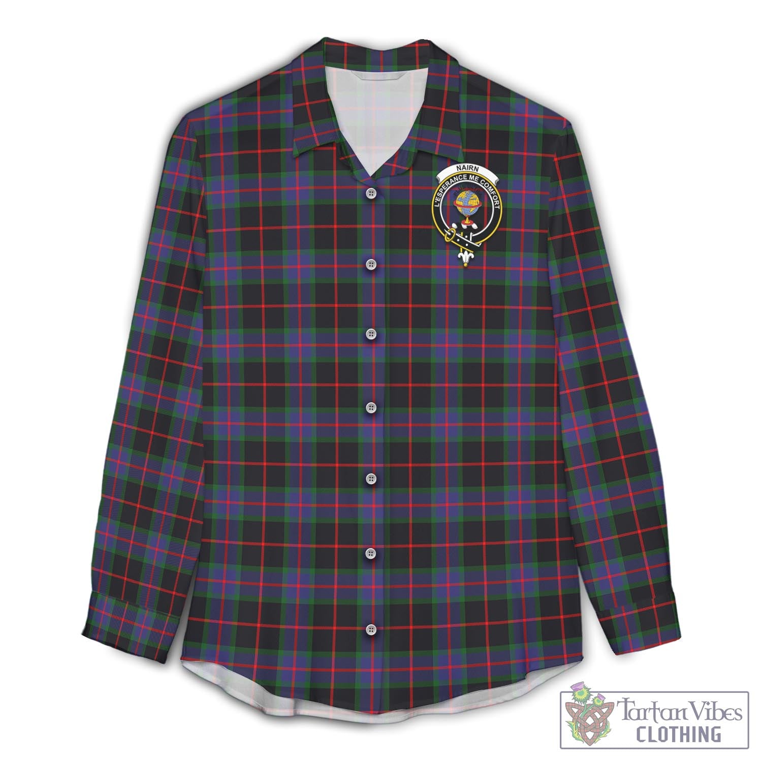 Tartan Vibes Clothing Nairn Tartan Womens Casual Shirt with Family Crest