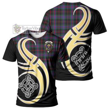 Nairn Tartan T-Shirt with Family Crest and Celtic Symbol Style