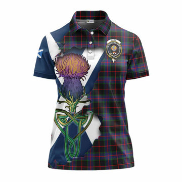 Nairn Tartan Family Crest Women's Polo Shirt Scottish Thistle Celtic Inspired Women - Tartan Vibes Clothing