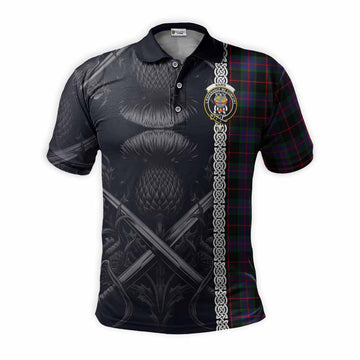 Nairn Tartan Polo Shirt with Family Crest Cross Sword Thistle Celtic Vibes