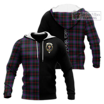 Nairn Tartan Knitted Hoodie with Family Crest and Half Of Me Style