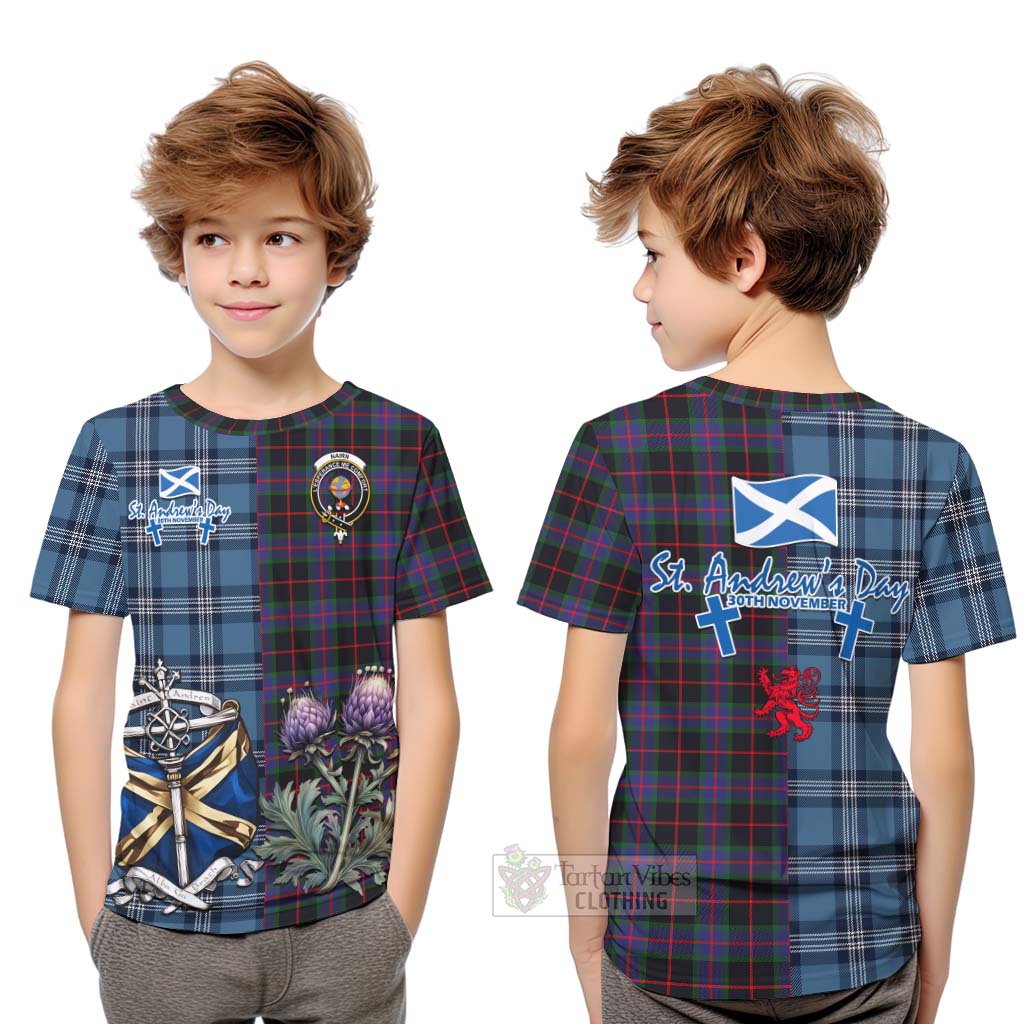 Tartan Vibes Clothing Nairn Tartan Kid T-Shirt Happy St. Andrew's Day Half Tartan Style