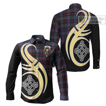 Nairn Tartan Long Sleeve Button Shirt with Family Crest and Celtic Symbol Style