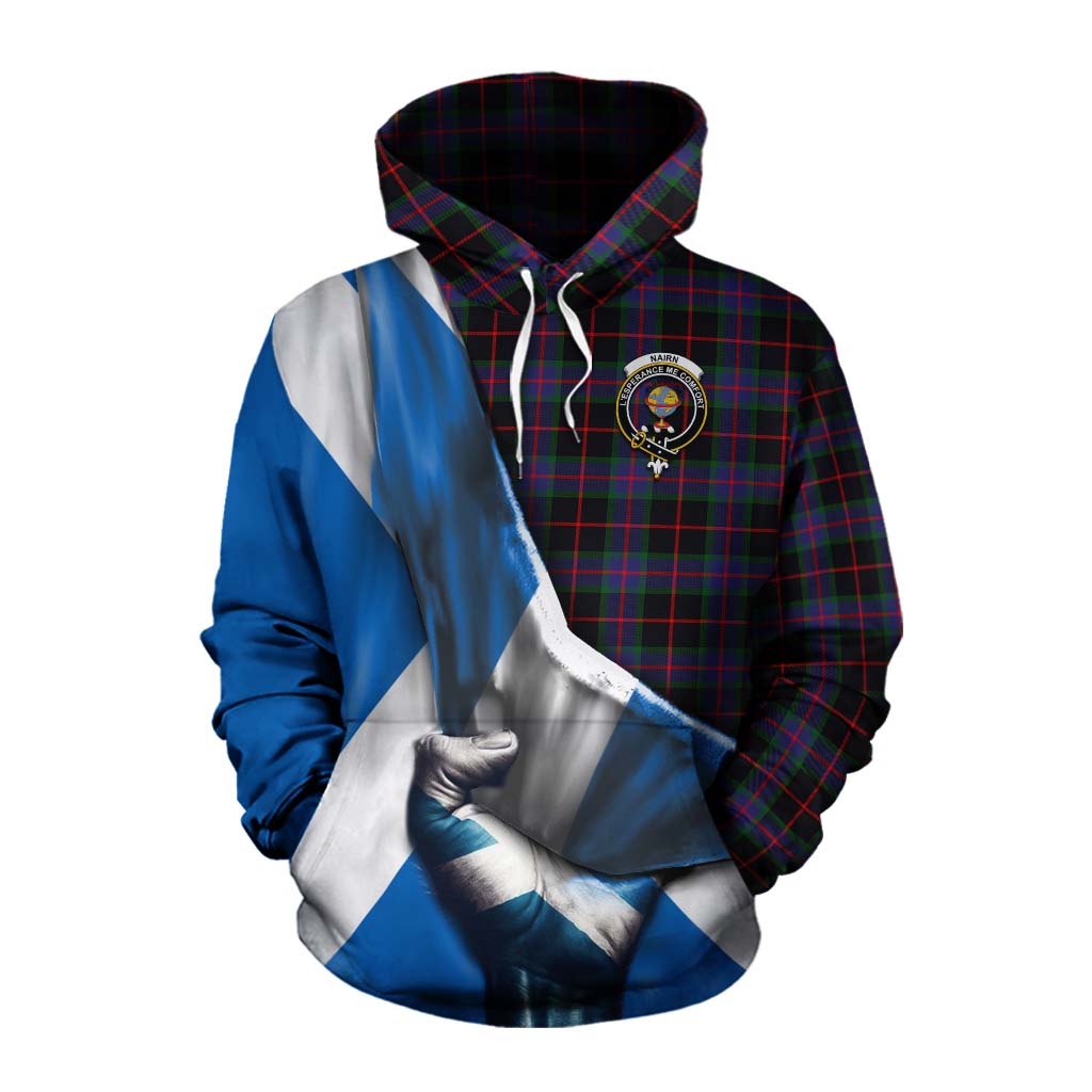 Tartan Vibes Clothing Nairn Tartan Cotton Hoodie with Family Crest Scotland Patriotic Style