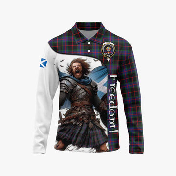 Nairn Crest Tartan Long Sleeve Polo Shirt Inspired by the Freedom of Scottish Warrior