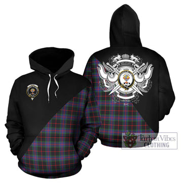 Nairn Tartan Hoodie with Family Crest and Military Logo Style