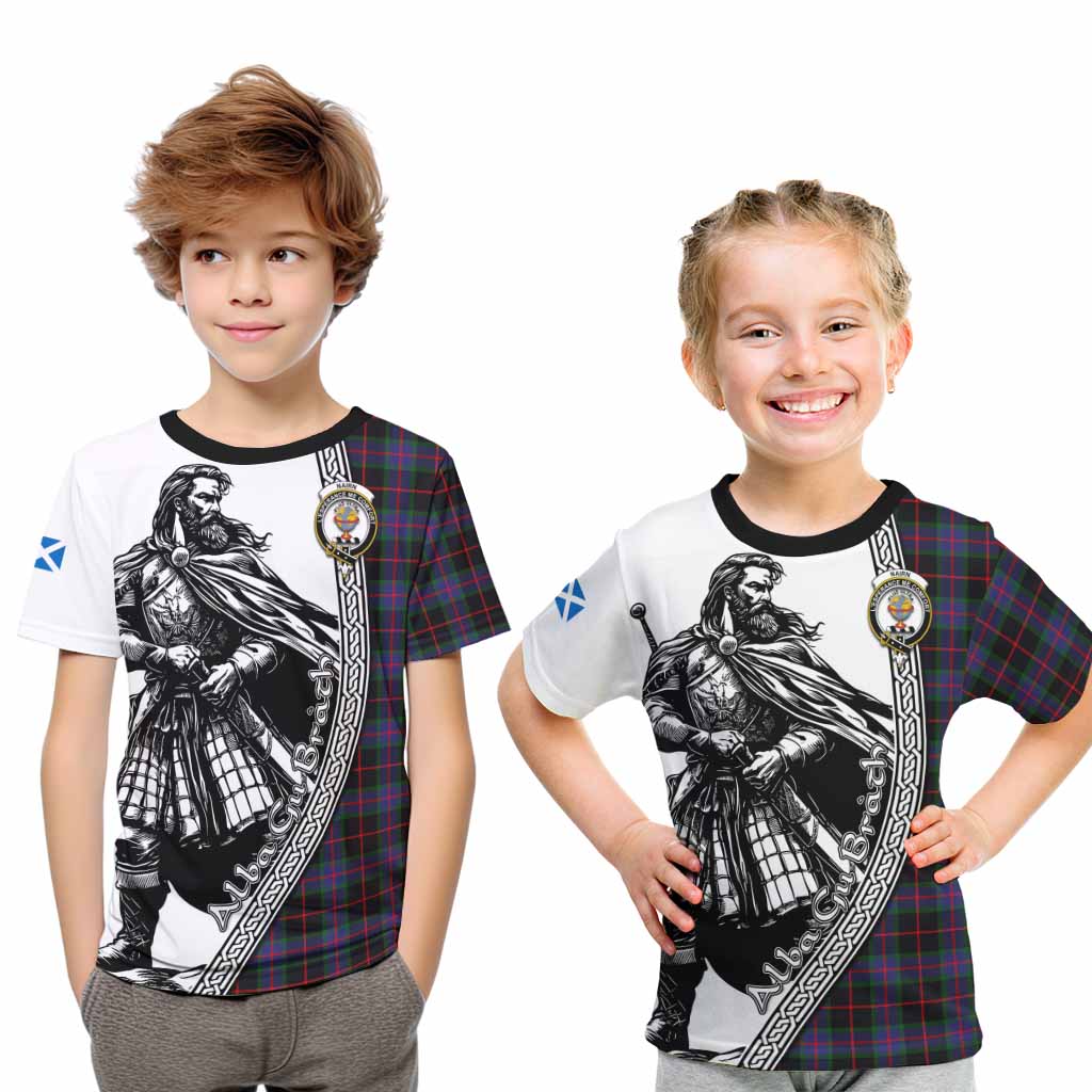 Nairn Tartan Clan Crest Kid T-Shirt with Highlander Warrior Celtic Style