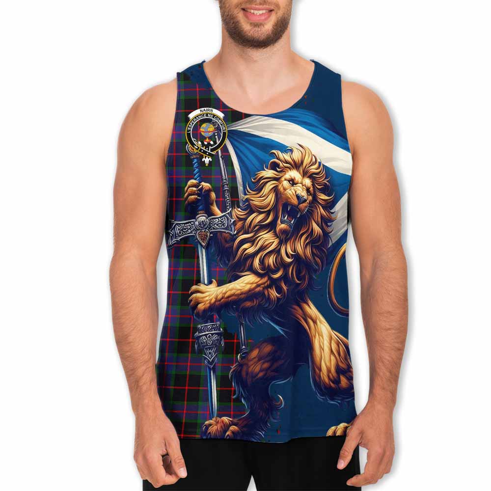 Tartan Vibes Clothing Nairn Tartan Family Crest Men's Tank Top with Scottish Majestic Lion