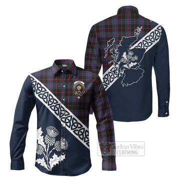 Nairn Tartan Long Sleeve Button Shirt Featuring Thistle and Scotland Map