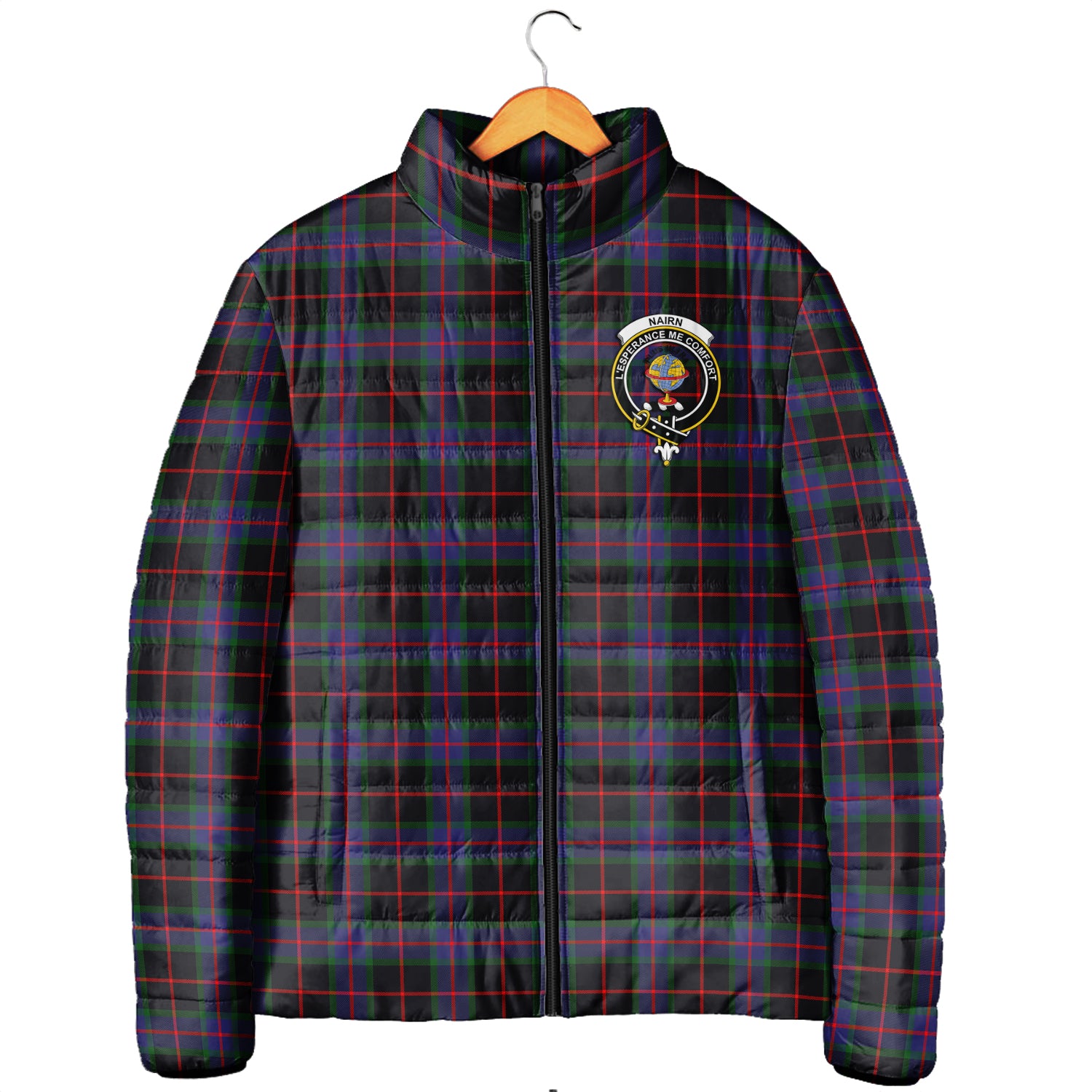 Nairn Tartan Padded Jacket with Family Crest Men's Padded Jacket - Tartan Vibes Clothing