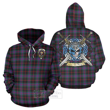 Nairn Tartan Hoodie with Family Crest Celtic Skull Style