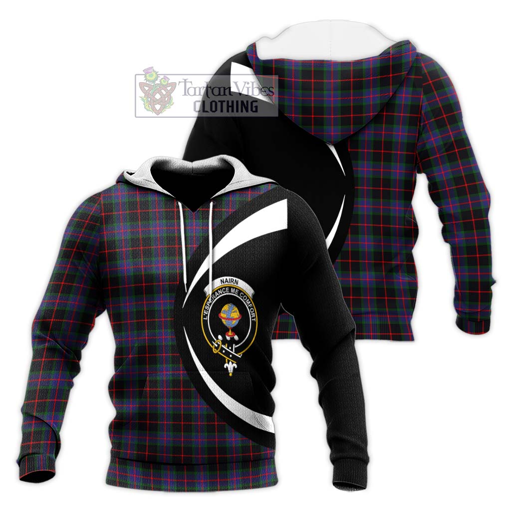 Nairn Tartan Knitted Hoodie with Family Crest Circle Style Unisex Knitted Pullover Hoodie - Tartan Vibes Clothing