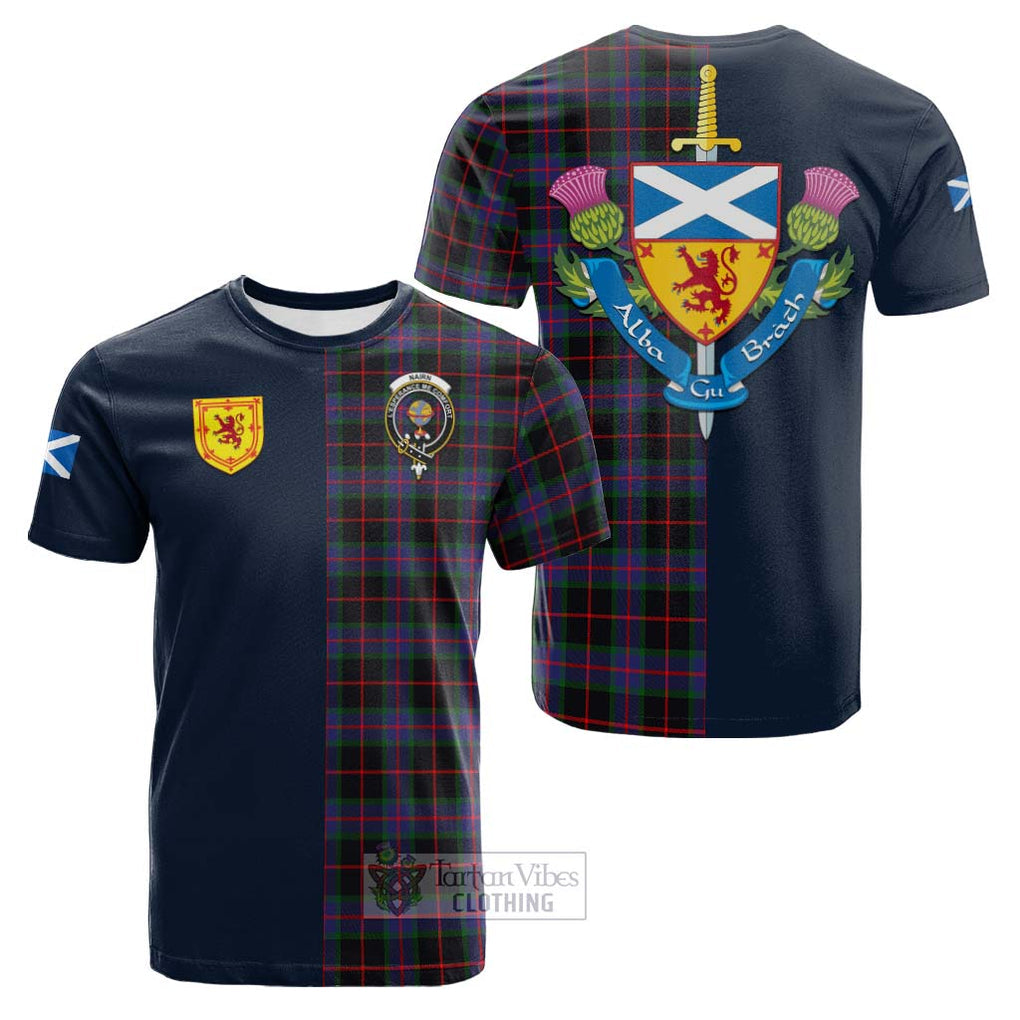 Tartan Vibes Clothing Nairn Tartan Cotton T-shirt with Scottish Lion Royal Arm Half Style