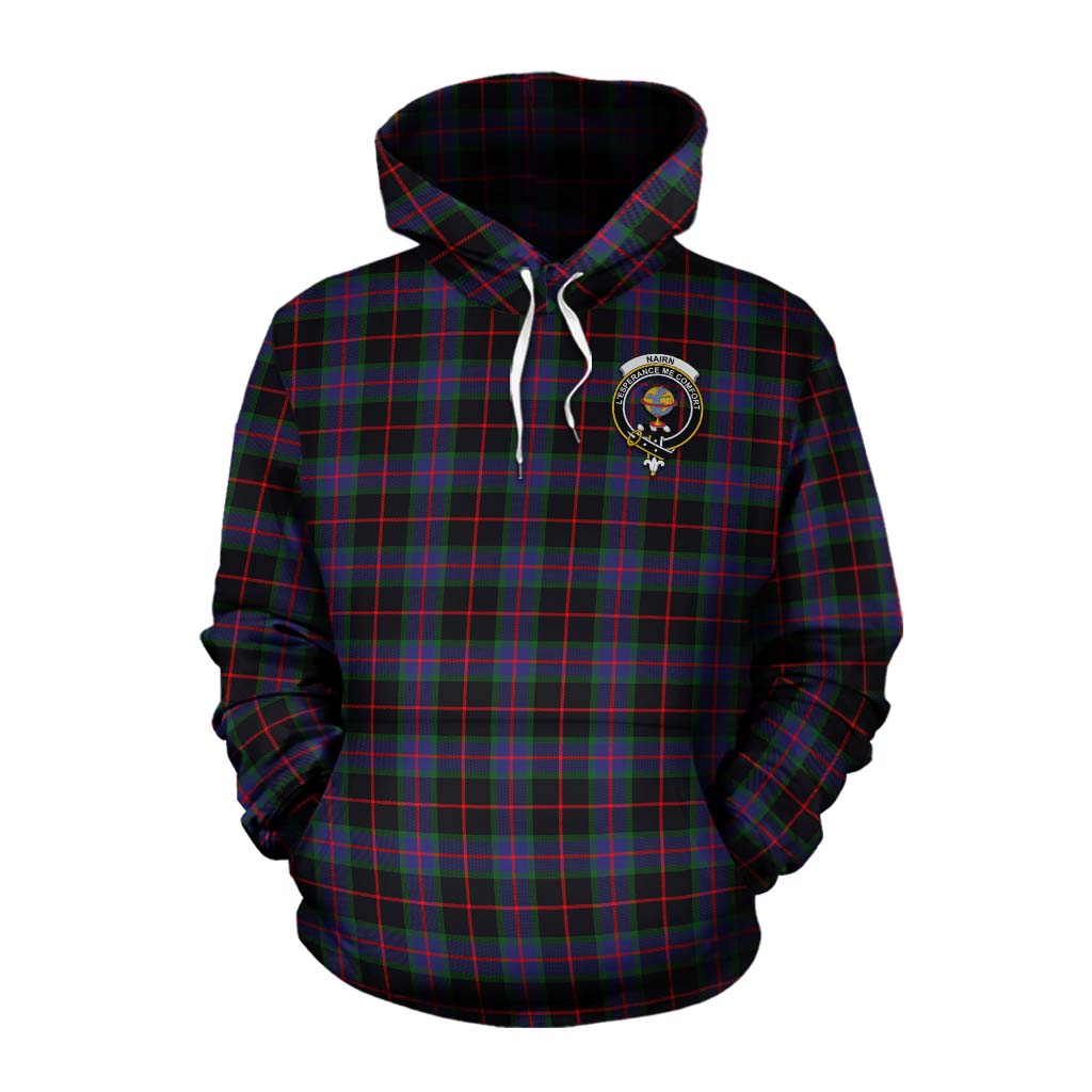 Tartan Vibes Clothing Nairn Tartan Cotton Hoodie with Family Crest Celtic Skull Style