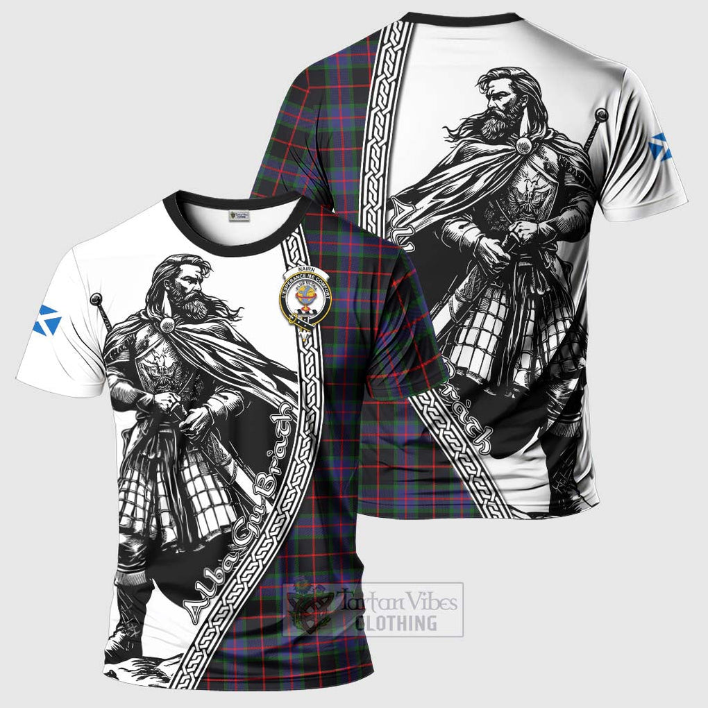 Tartan Vibes Clothing Nairn Tartan Clan Crest T-Shirt with Highlander Warrior Celtic Style