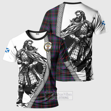 Nairn Tartan Clan Crest T-Shirt with Highlander Warrior Celtic Style