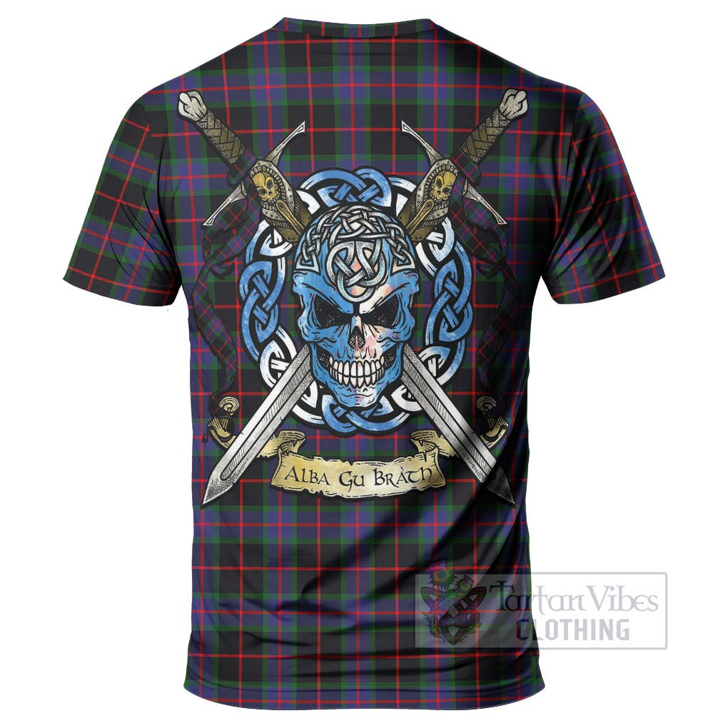 Tartan Vibes Clothing Nairn Tartan T-Shirt with Family Crest Celtic Skull Style