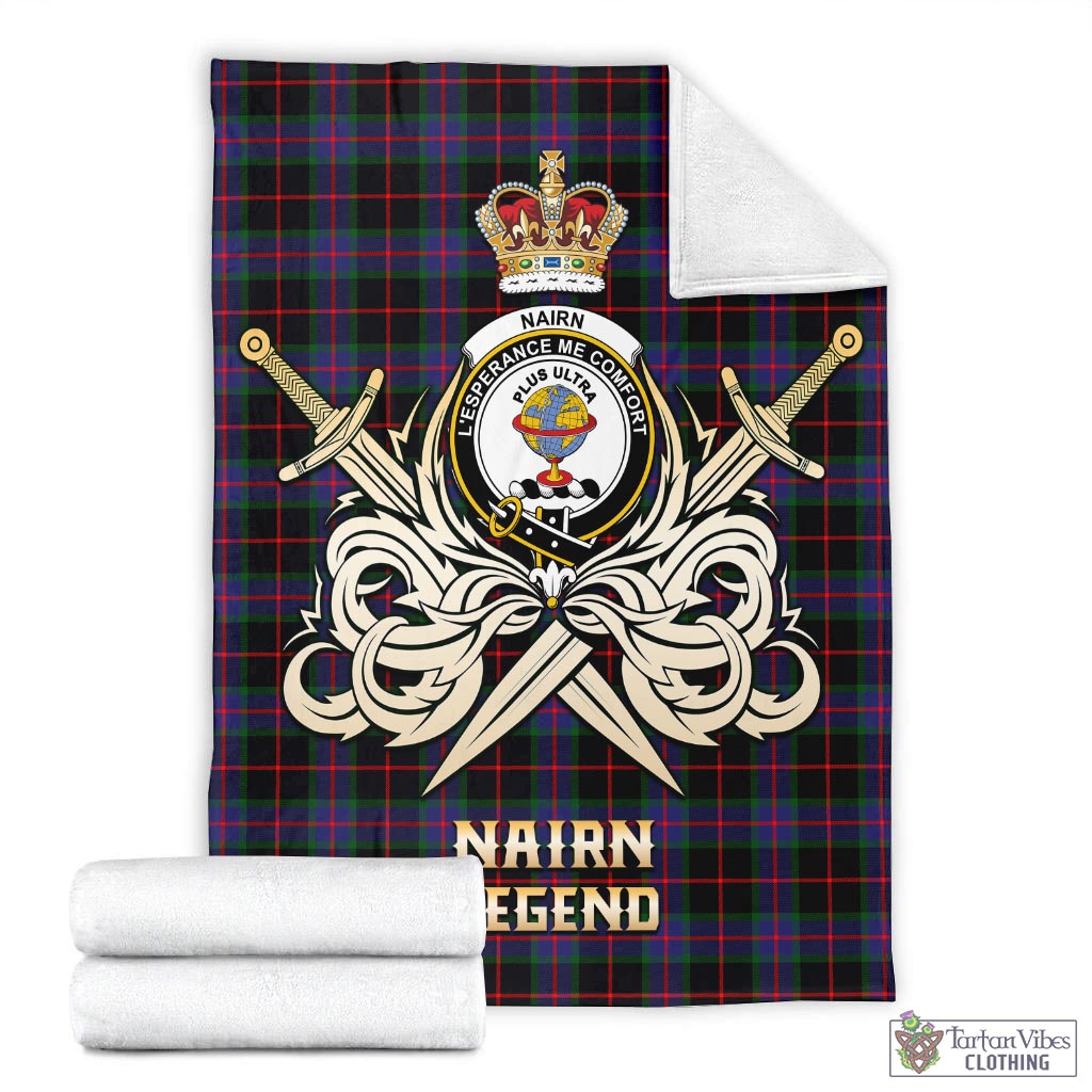 Tartan Vibes Clothing Nairn Tartan Blanket with Clan Crest and the Golden Sword of Courageous Legacy