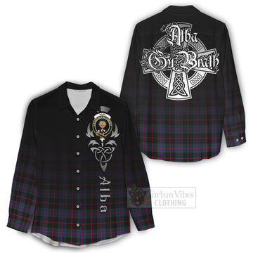 Nairn Tartan Women's Casual Shirt Featuring Alba Gu Brath Family Crest Celtic Inspired