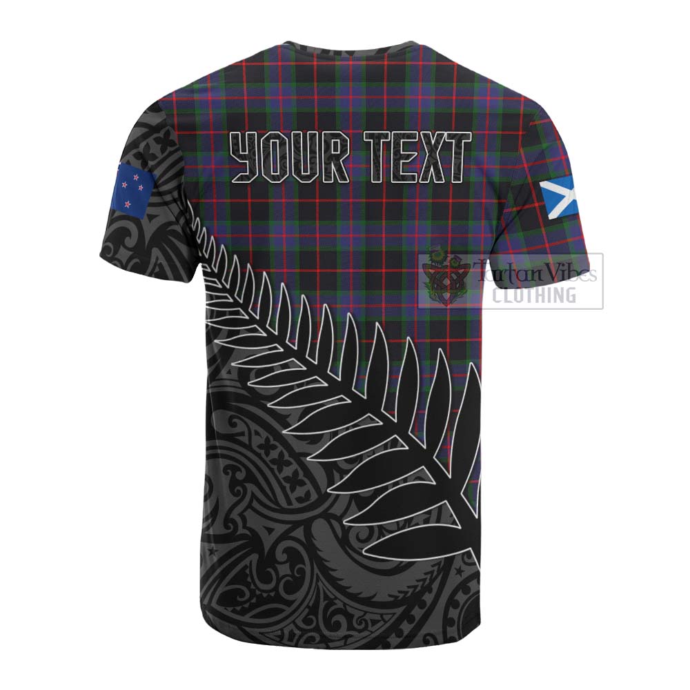 Tartan Vibes Clothing Nairn Crest Tartan Cotton T-shirt with New Zealand Silver Fern Half Style