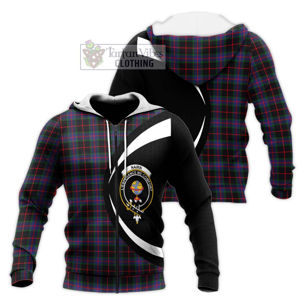 Nairn Tartan Knitted Hoodie with Family Crest Circle Style Unisex Knitted Zip Hoodie - Tartan Vibes Clothing