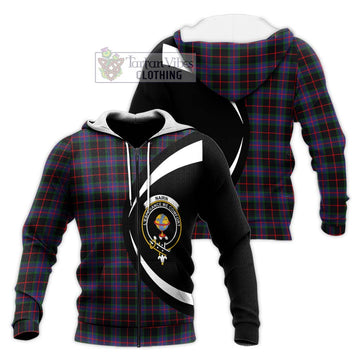 Nairn Tartan Knitted Hoodie with Family Crest Circle Style