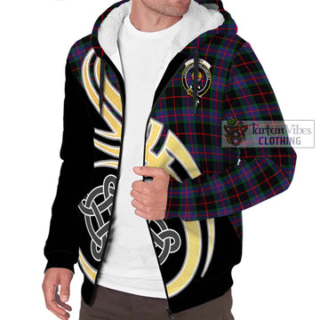 Nairn Tartan Sherpa Hoodie with Family Crest and Celtic Symbol Style