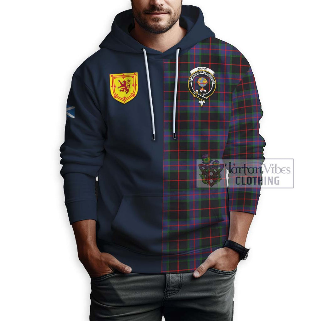 Tartan Vibes Clothing Nairn Tartan Hoodie with Scottish Lion Royal Arm Half Style