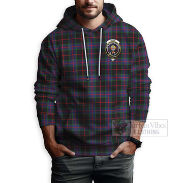 Nairn Tartan Hoodie with Family Crest and Bearded Skull Holding Bottles of Whiskey