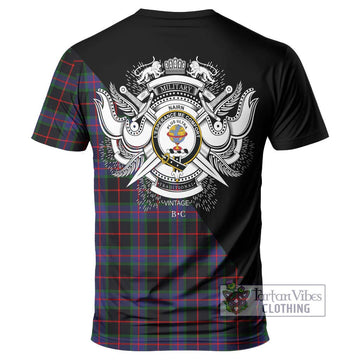 Nairn Tartan T-Shirt with Family Crest and Military Logo Style