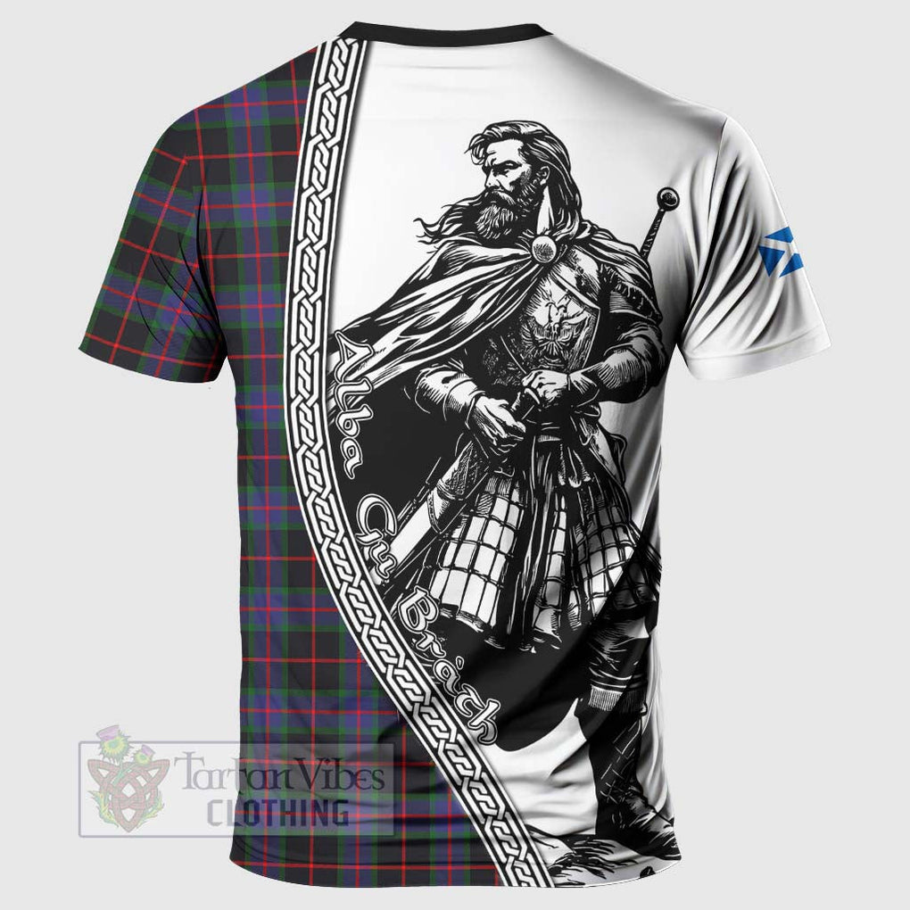 Tartan Vibes Clothing Nairn Tartan Clan Crest T-Shirt with Highlander Warrior Celtic Style