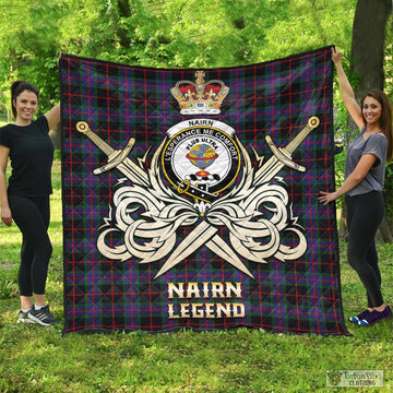 Nairn Tartan Quilt with Clan Crest and the Golden Sword of Courageous Legacy