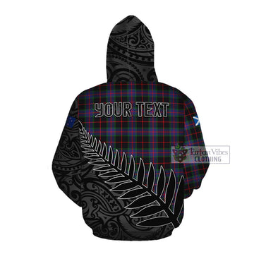 Nairn Crest Tartan Cotton Hoodie with New Zealand Silver Fern Half Style Pullover Hoodie - Tartan Vibes Clothing