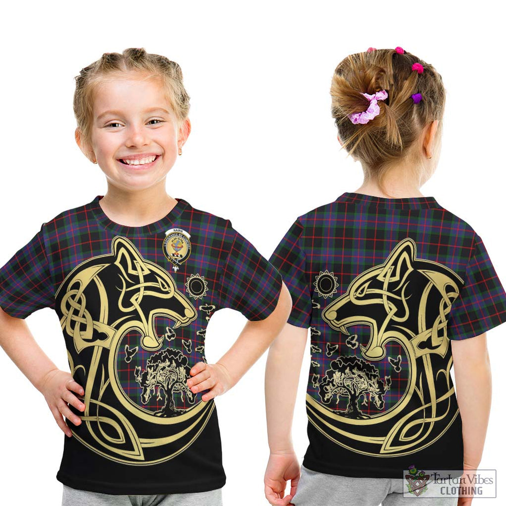 Nairn Tartan Kid T-Shirt with Family Crest Celtic Wolf Style - Tartan Vibes Clothing