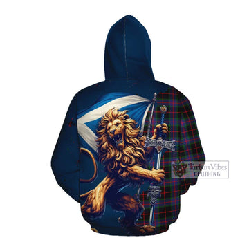 Nairn Tartan Family Crest Cotton Hoodie with Scottish Majestic Lion