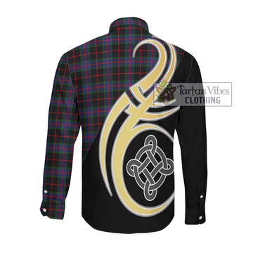 Nairn Tartan Long Sleeve Button Shirt with Family Crest and Celtic Symbol Style