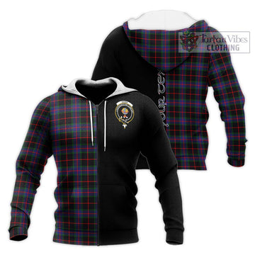 Nairn Tartan Knitted Hoodie with Family Crest and Half Of Me Style