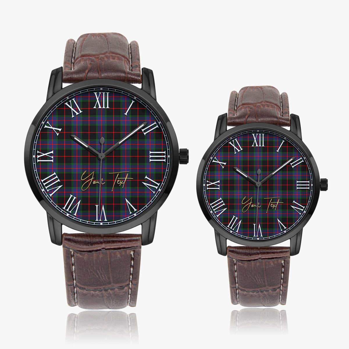 Nairn Tartan Personalized Your Text Leather Trap Quartz Watch - Tartan Vibes Clothing