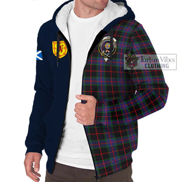 Nairn Tartan Sherpa Hoodie Alba with Scottish Lion Royal Arm Half Style