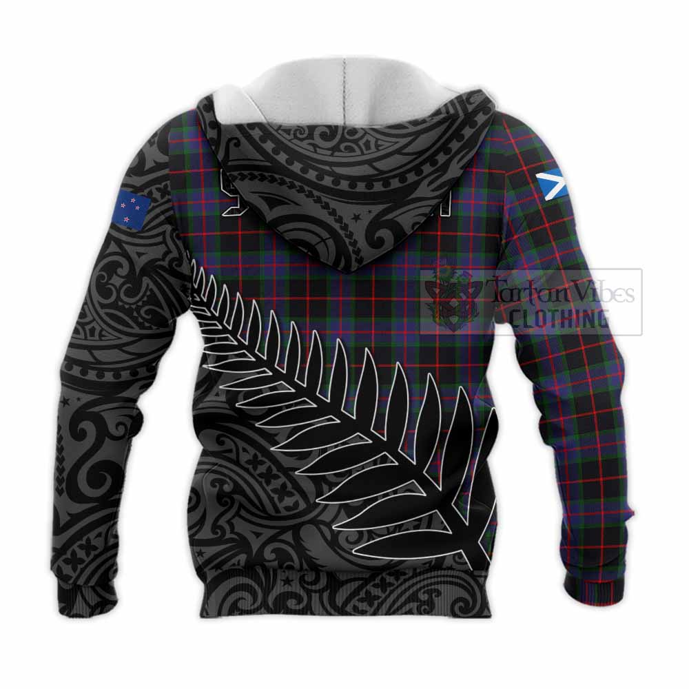 Tartan Vibes Clothing Nairn Crest Tartan Knitted Hoodie with New Zealand Silver Fern Half Style